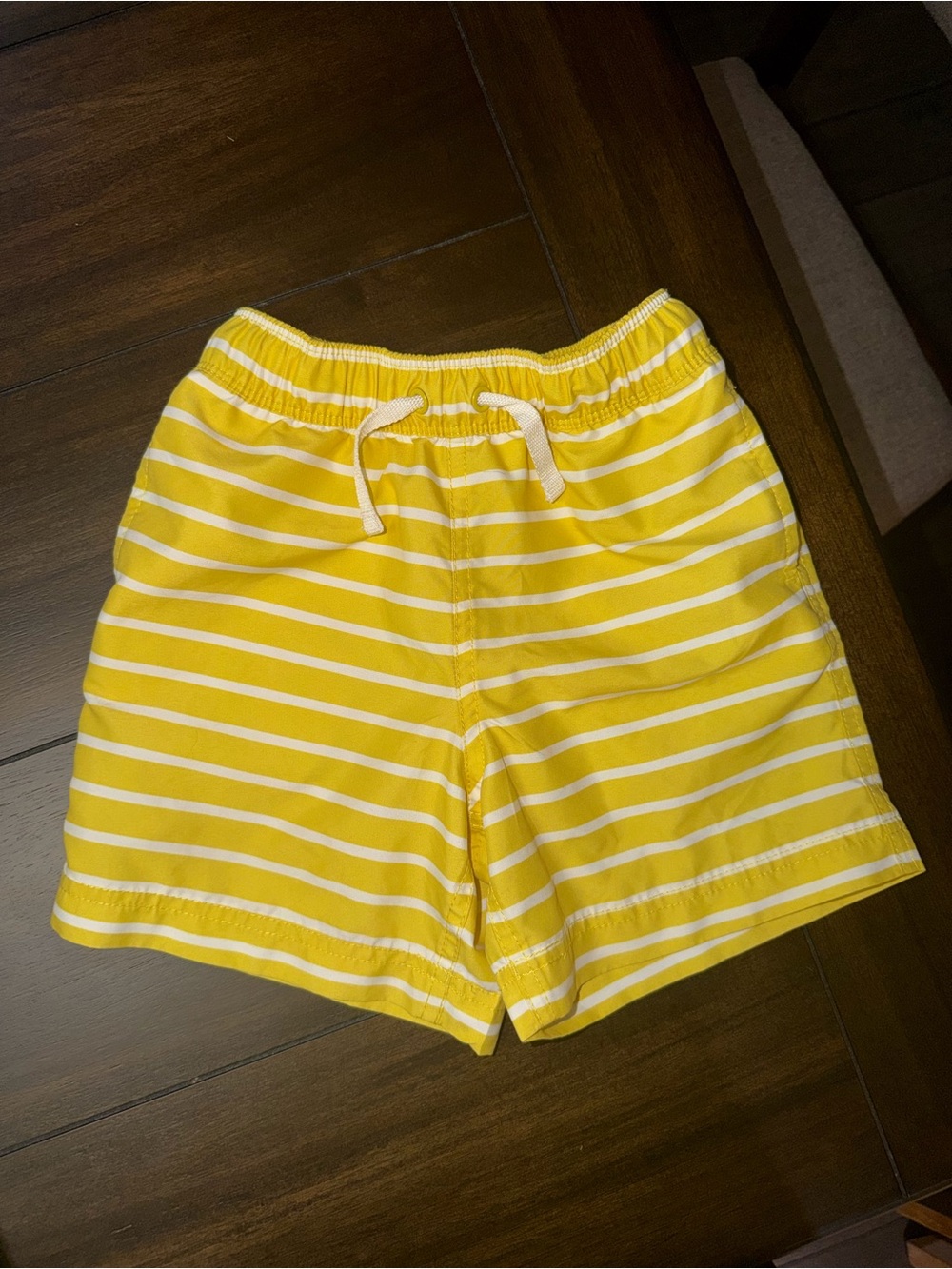 Hanna Andersson Boys Yellow & White Stripe Swim Trunks - US 4